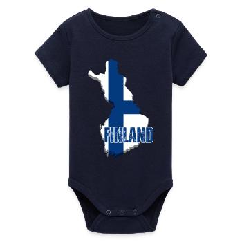 Finnish pride, flag of Finland - Organic Short Sleeve Baby Bodysuit by Stanley/Stella - navy - Front