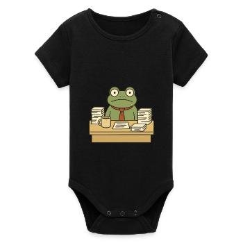 Business Frog - Organic Short Sleeve Baby Bodysuit by Stanley/Stella - black - Front
