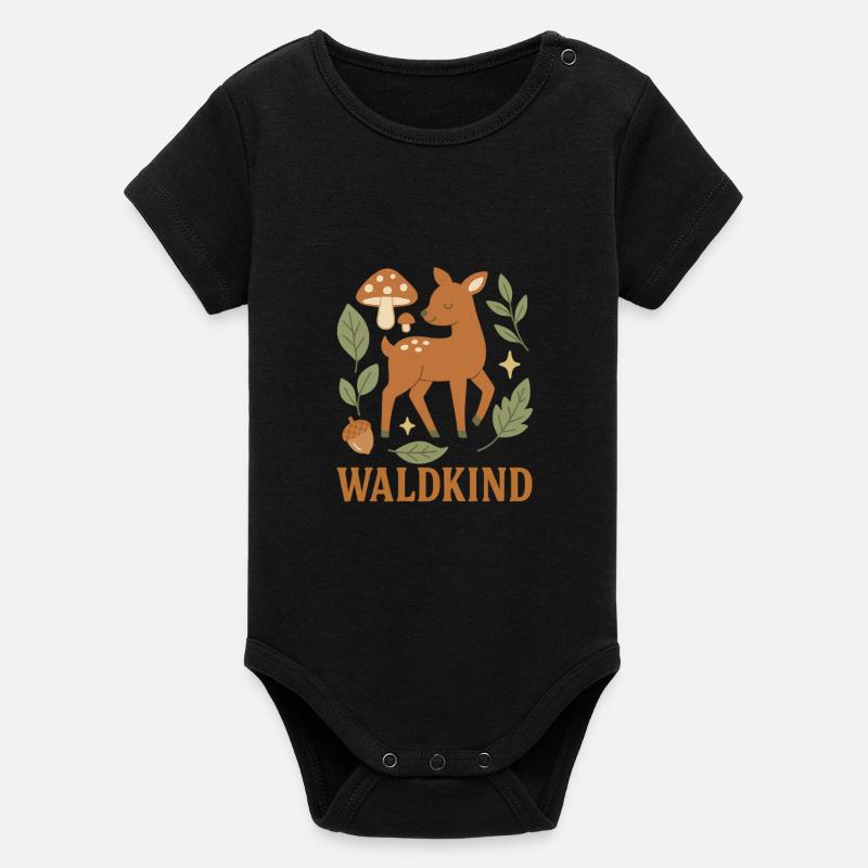 Waldkind - Organic Kurzarm-Babybody von Stanley/Stella - Schwarz