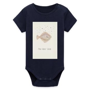 Mon cher Scholli fish design - Body bébé manches courtes bio Stanley/Stella - marine - Devant