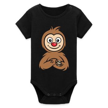 Joyeux Noël paresseux dessin animé - Body bébé manches courtes bio Stanley/Stella - noir - Devant