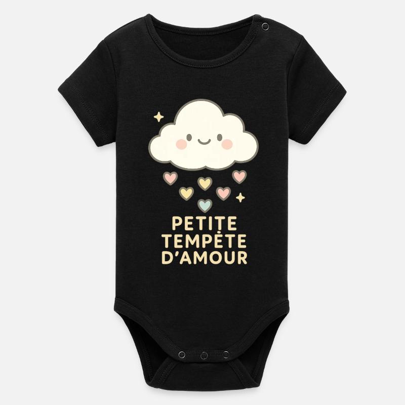 Petite Tempête d'Amour - Body bébé manches courtes bio Stanley/Stella - noir