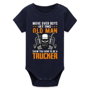 Truck Driver - Organic Short Sleeve Baby Bodysuit by Stanley/Stella - navy - Front