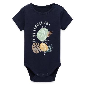 Ère florale : Fleurs de ligne - Body bébé manches courtes bio Stanley/Stella - marine - Devant