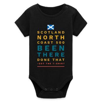 scottish coast nc 500 - Organic Short Sleeve Baby Bodysuit by Stanley/Stella - black - Front