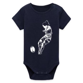 Joueuse de rugby filles - Body bébé manches courtes bio Stanley/Stella - marine - Devant