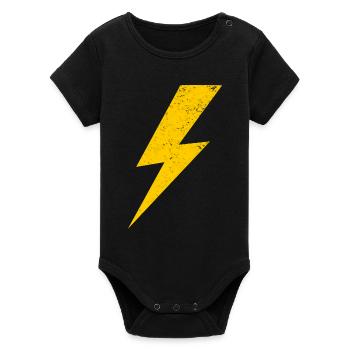 yellow bolt lightning - Organic Short Sleeve Baby Bodysuit by Stanley/Stella - black - Front
