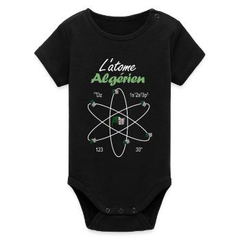 L'Atome Algérien Drapeau Algérie Science - Body bébé manches courtes bio Stanley/Stella - noir - Devant