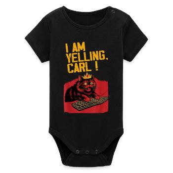 I scream, Carl! – Funny cat design - Organic Short Sleeve Baby Bodysuit by Stanley/Stella - black - Front