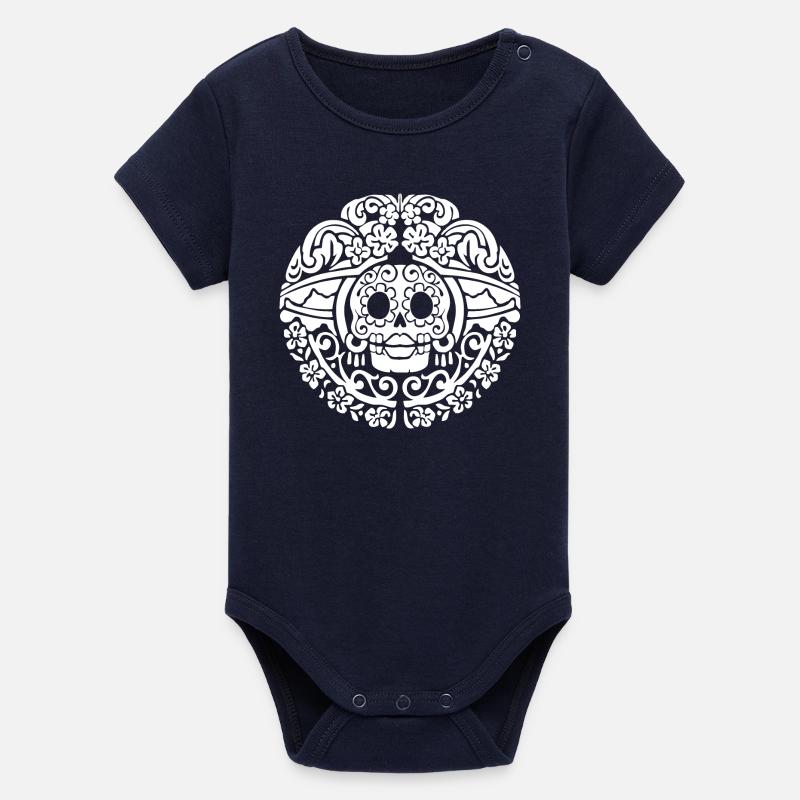 Crâne de Catrina - Body bébé manches courtes bio Stanley/Stella - marine