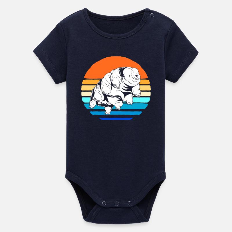 Tardigrade Tardigrade Tardigrade Water Bear - Organic Short Sleeve Baby Bodysuit by Stanley/Stella - navy