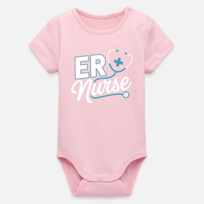 ER Pflegeheld Stethoscope - Organic Short Sleeve Baby Bodysuit by Stanley/Stella - cotton pink