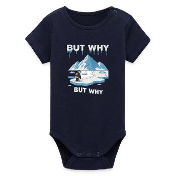 But why Penguin - Organic Short Sleeve Baby Bodysuit by Stanley/Stella - navy - Front