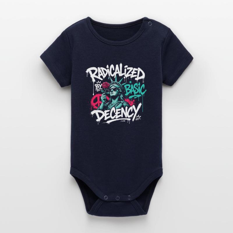 Radicalized Basic Decency Graffiti Organic Short Sleeve Baby Bodysuit by Stanley/Stella