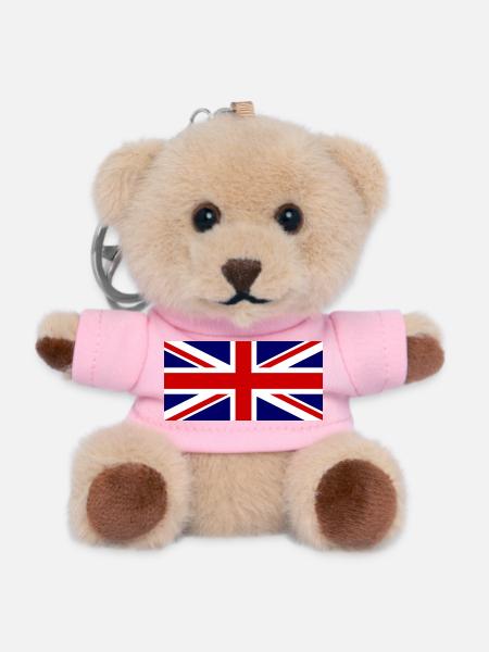 Union Jack Flagge – Pop Art Stil - Teddy Schlüsselanhänger - Rosa