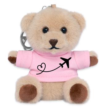 Flugzeug mit Herz - Teddy Schlüsselanhänger - Rosa - Vorne