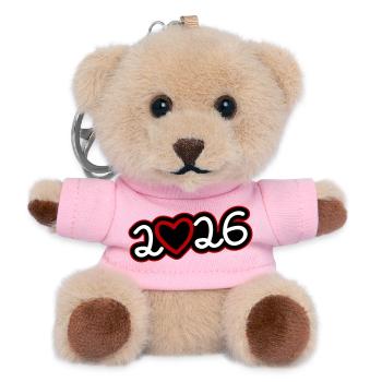Cœur 2026 - Porte-clés ourson - rose - Devant