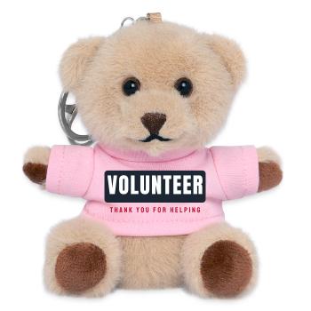 Volunteer Schriftzug Balken - Ehrenamt Helfer - Teddy Schlüsselanhänger - Rosa - Vorne