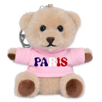 Pariser Typografie Frankreich Blau-Weiß-Rote Fahne - Teddy Schlüsselanhänger - Rosa - Vorne