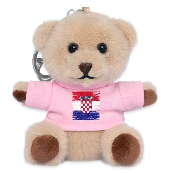 Authentisches kroatisches Flaggenwappen - Teddy Schlüsselanhänger - Rosa - Vorne