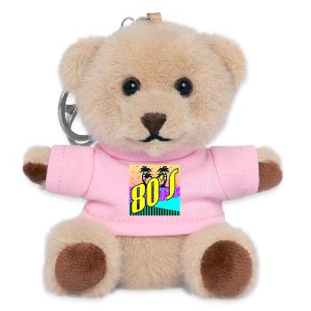 Fête des années 80 - Porte-clés ourson - rose - Devant