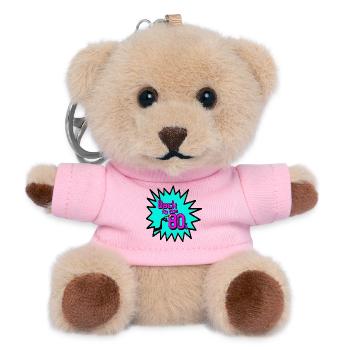 80er Party Retro Fun Motto Party Shirt , 80s (25) - Teddy Schlüsselanhänger - Rosa - Vorne