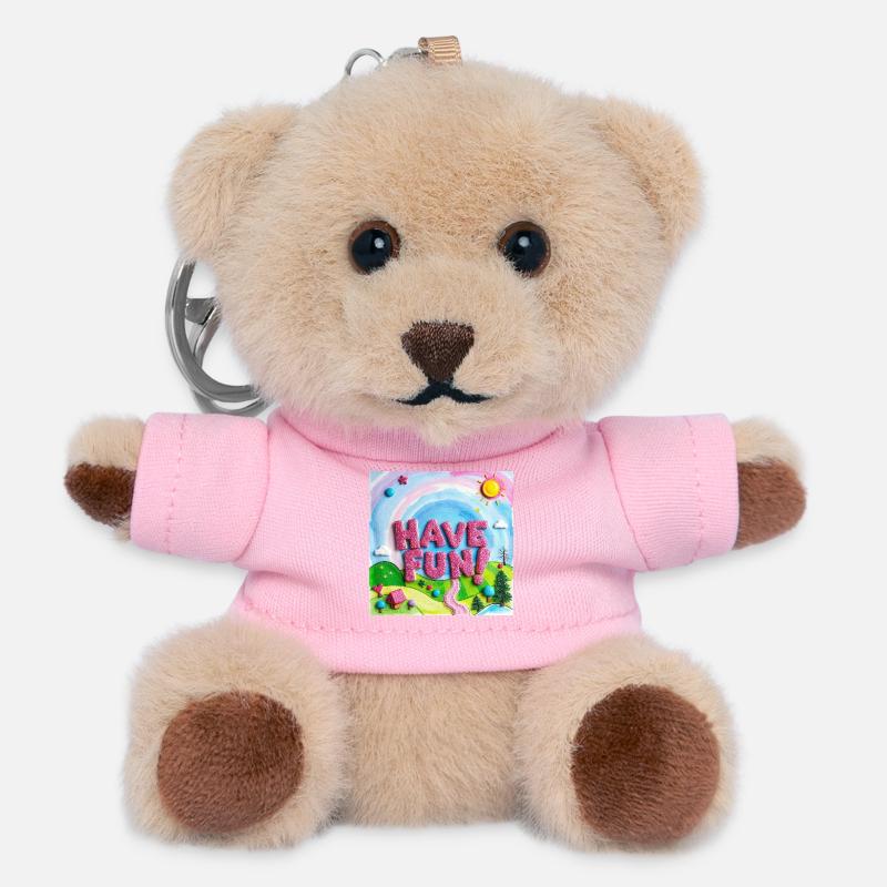 Cheerful Candy Forest Have fun! -Text - Teddy Keyring - pink