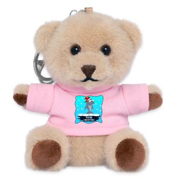 MERRY CHRISTMAS WISHES SHARK - Teddy Keyring - pink - Front