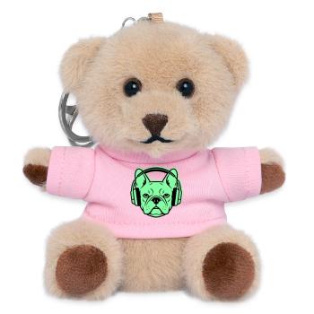 Frenchie DJ Headphones Music - Teddy Keyring - pink - Front