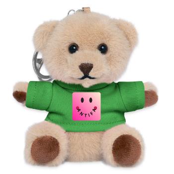 Friendly Antifa Pink | Gradient Smile Typo - Teddy Schlüsselanhänger - Grün - Vorne