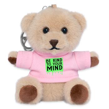 Soyez gentil avec votre esprit Logo drôle de santé mentale - Porte-clés ourson - rose - Devant