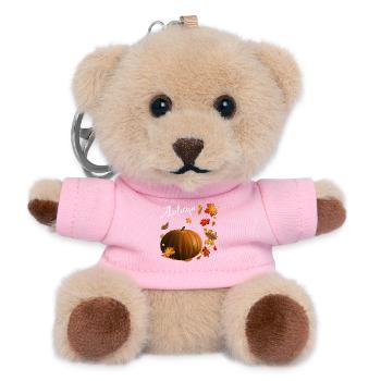 Autumn - Kürbis mit bunten Herbstblättern - Teddy Schlüsselanhänger - Rosa - Vorne