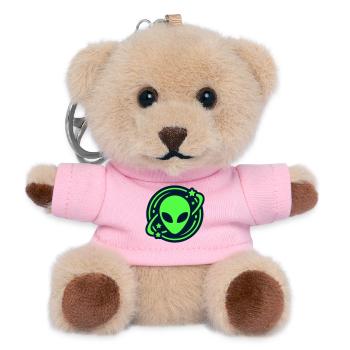 Alien Kopf Weltraum Logo - Teddy Schlüsselanhänger - Rosa - Vorne