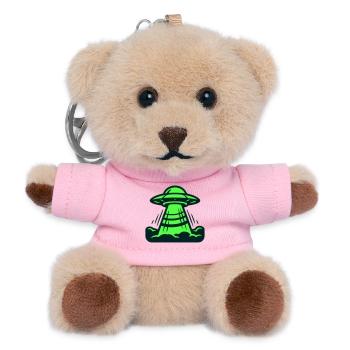 Ufo Start Landung Grafik - Teddy Schlüsselanhänger - Rosa - Vorne