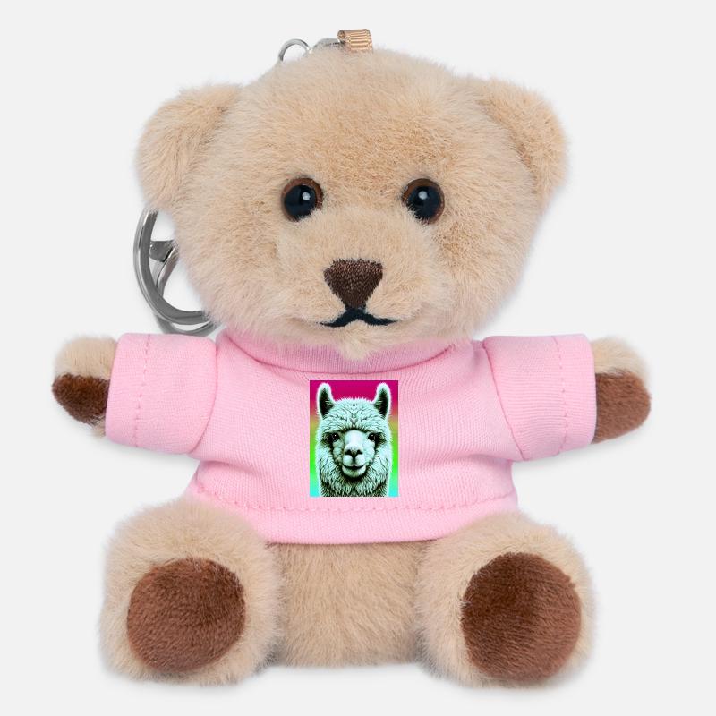Alpaca - Teddy Keyring - pink