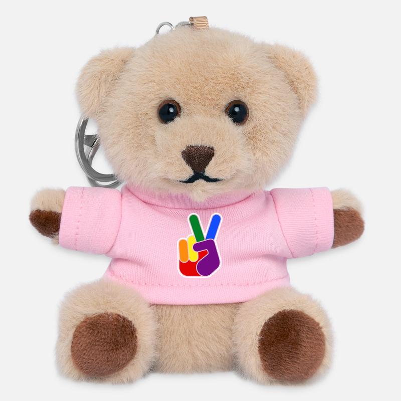 Conception de mains Rainbow Vsign - Porte-clés ourson - rose