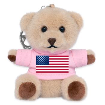 Stars and Stripes USA Flaggenkunst - Teddy Schlüsselanhänger - Rosa - Vorne
