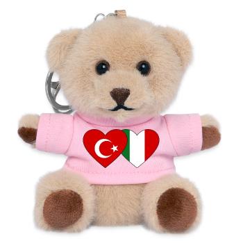 Türkei Italien Flagge Herz - Teddy Schlüsselanhänger - Rosa - Vorne