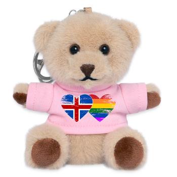 Island Regenbogen Flagge Her used - Teddy Schlüsselanhänger - Rosa - Vorne