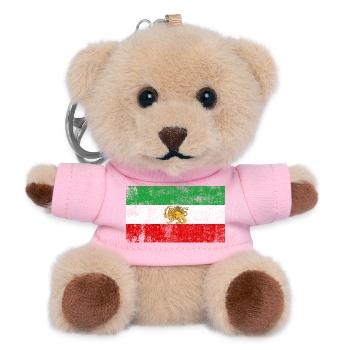 Iran Old Flag Grunge Retro VIntage - Teddy Keyring - pink - Front
