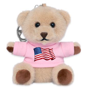 USA Flag Wave Motif - Teddy Keyring - pink - Front
