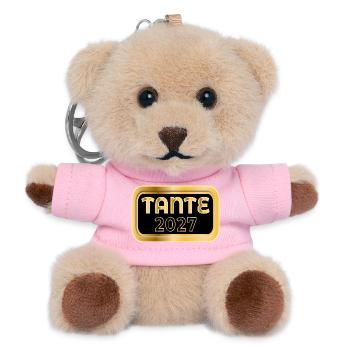 TANTE 2027, BABY ANKÜNDIGUNG - Teddy Schlüsselanhänger - Rosa - Vorne