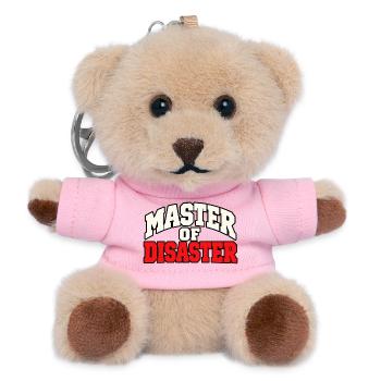 Master of Disaster – Lustiger Chaos Spruch - Teddy Schlüsselanhänger - Rosa - Vorne