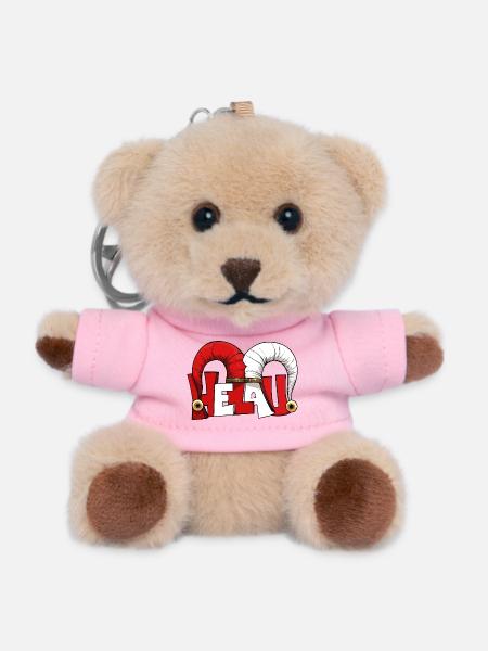 Narrenkappe Karneval Fasching Joker Helau Gruß - Teddy Schlüsselanhänger - Rosa