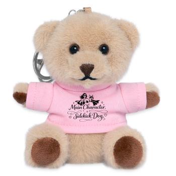 Main Character. Sidekick dog. - Teddy Keyring - pink - Front
