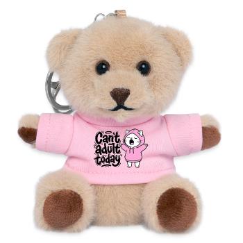 Can't adult today - Katze im Hoodie - Teddy Schlüsselanhänger - Rosa - Vorne