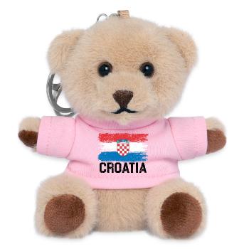 Kroatien Flagge - Teddy Schlüsselanhänger - Rosa - Vorne