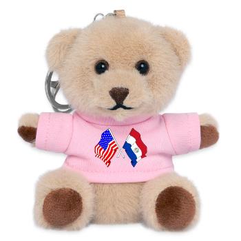 Flag USA, flag Paraguay - Teddy Keyring - pink - Front