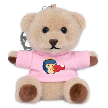 Cartoon Boxing Head Blow - Teddy Keyring - pink - Front
