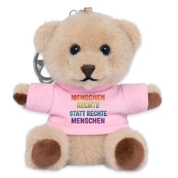Menschenrechte Statement Regenbogen Demokratie - Teddy Schlüsselanhänger - Rosa - Vorne